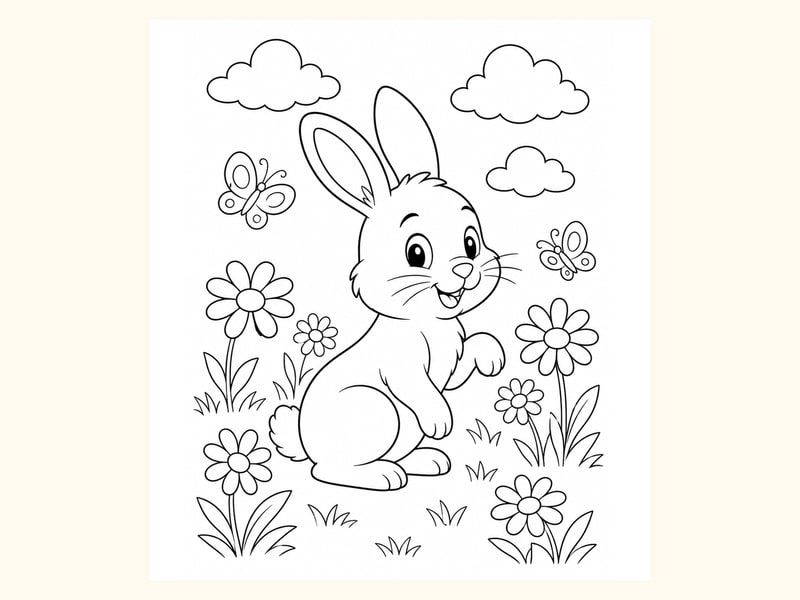 Bunny Spring Coloring Page 10 printable preview
