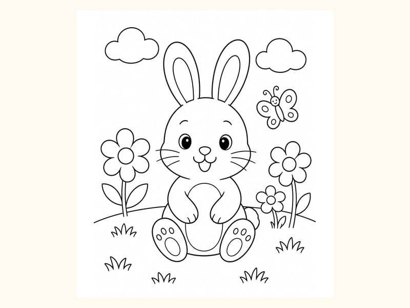 Bunny Spring Coloring Page 8 printable preview