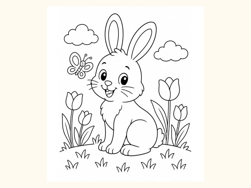 Bunny Spring Coloring Page 9 printable preview
