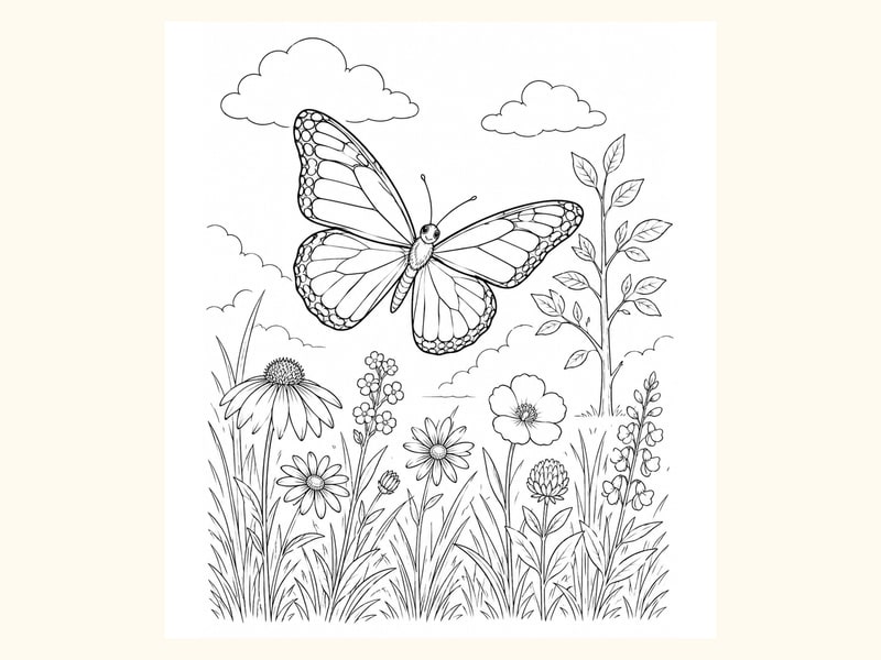 Butterfly Spring Coloring Page 1 printable preview