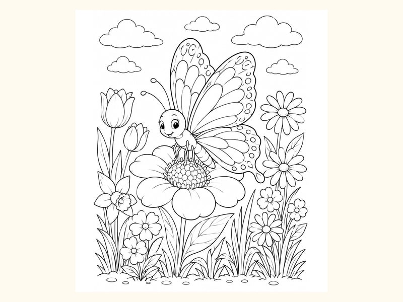 Butterfly Spring Coloring Page 10 printable preview
