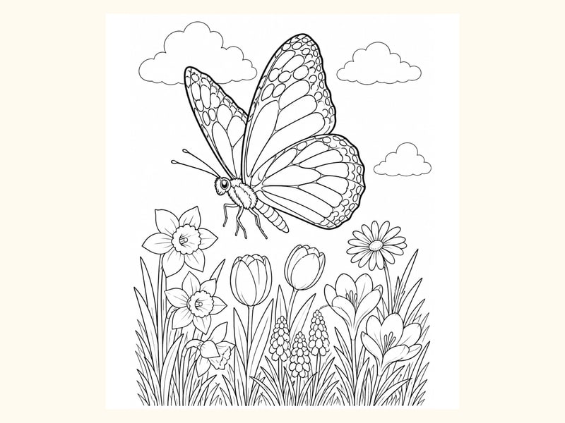 Butterfly Spring Coloring Page 2 printable preview