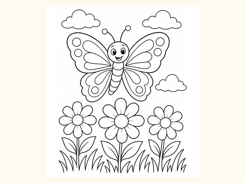 Butterfly Spring Coloring Page 4 printable preview