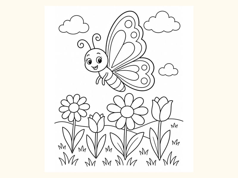 Butterfly Spring Coloring Page 5 printable preview