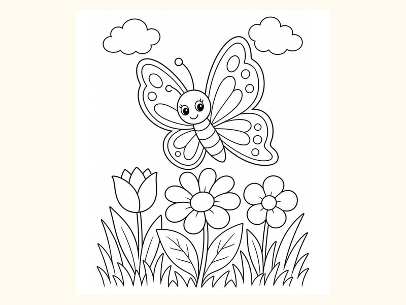 Butterfly Spring Coloring Page 6 printable preview