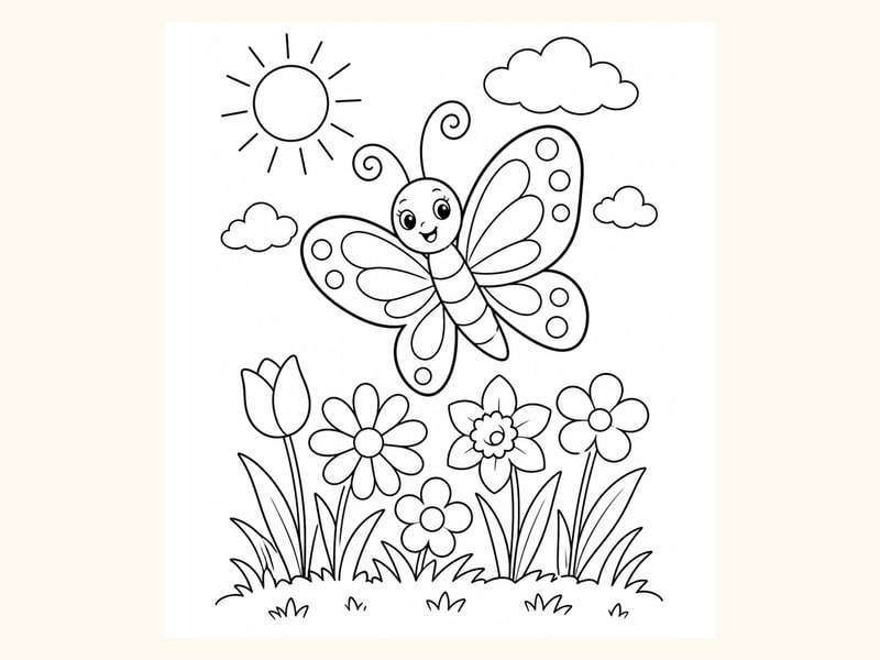 Butterfly Spring Coloring Page 7 printable preview