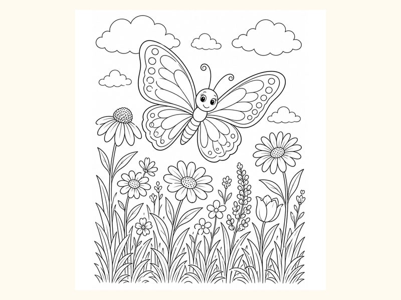 Butterfly Spring Coloring Page 8 printable preview