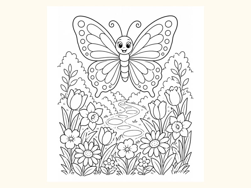 Butterfly Spring Coloring Page 9 printable preview