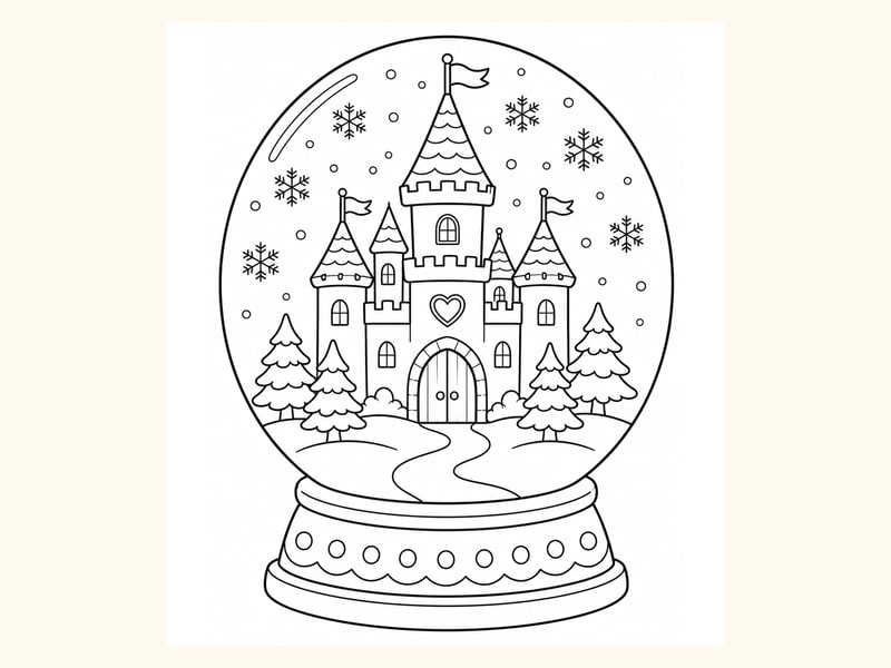 Castle Inside a Snow Globe-style Scene printable preview