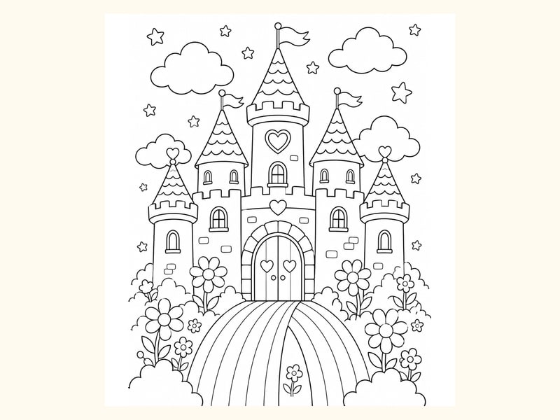 Castle with a Rainbow Bridge printable preview