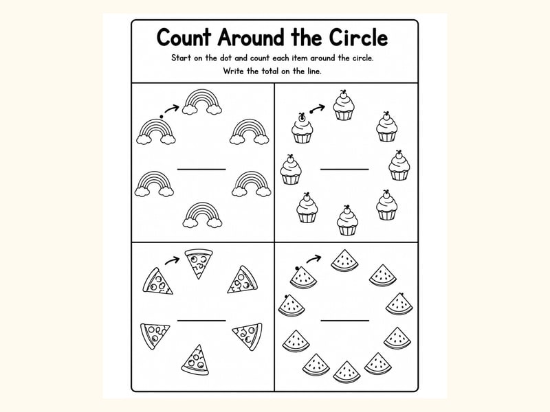Food Mixed Counting Practice Worksheet printable preview