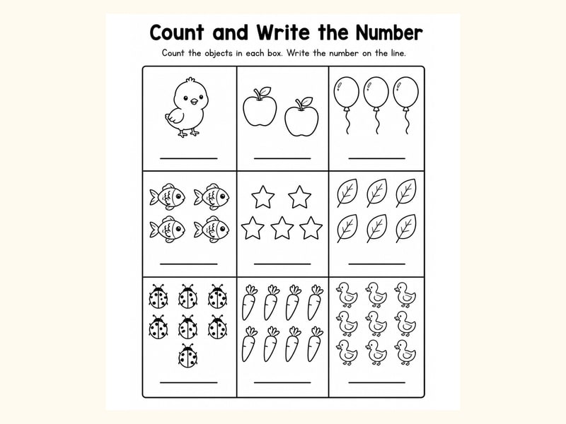 Mixed Count and Write Worksheet printable preview