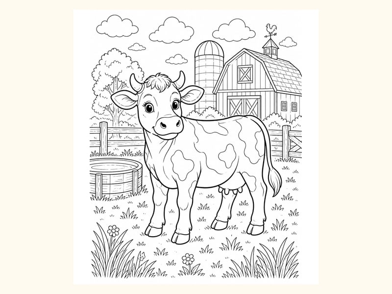 Cow Coloring Page 4 printable preview