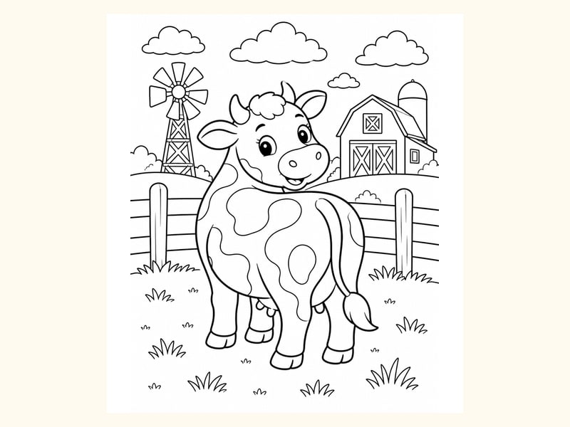 Cow Coloring Page 6 printable preview