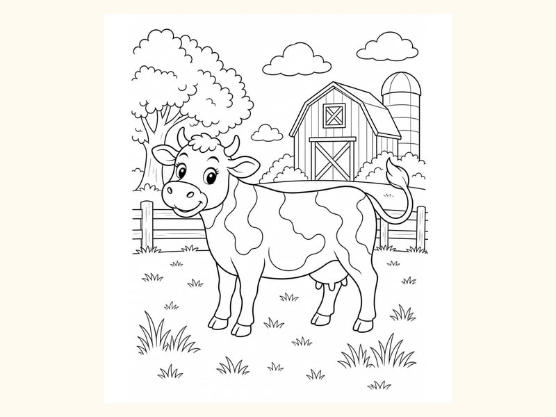 Cow Coloring Page 8 printable preview
