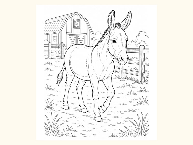 Donkey Coloring Page 1 printable preview