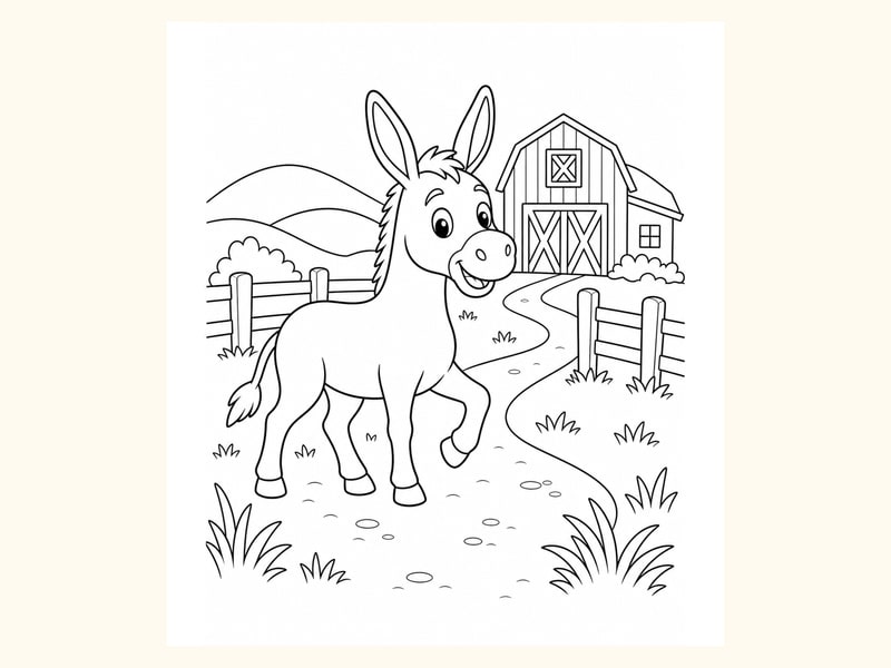 Donkey Coloring Page 2 printable preview