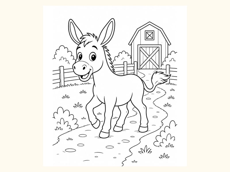 Donkey Coloring Page 3 printable preview