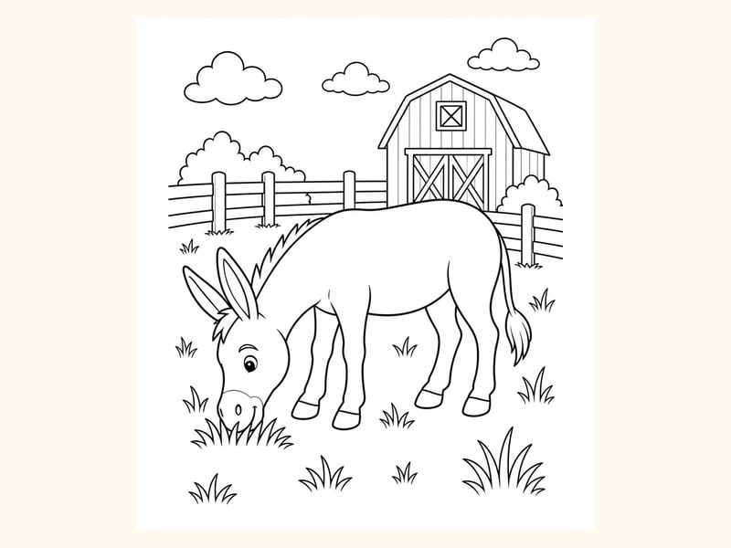 Donkey Coloring Page 4 printable preview