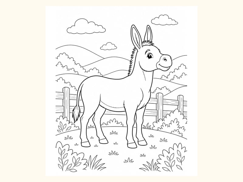 Donkey Coloring Page 6 printable preview