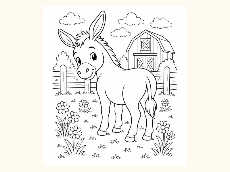 Donkey Coloring Page 7 printable preview