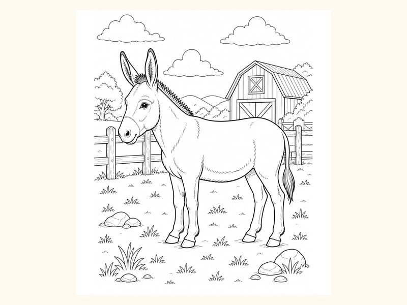 Donkey Coloring Page 8 printable preview