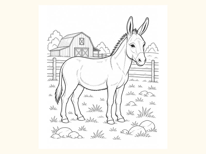 Donkey Coloring Page 9 printable preview