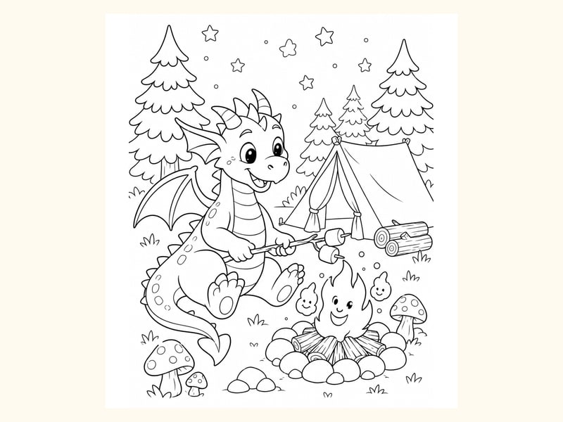 Dragon Roasting Marshmallows printable preview