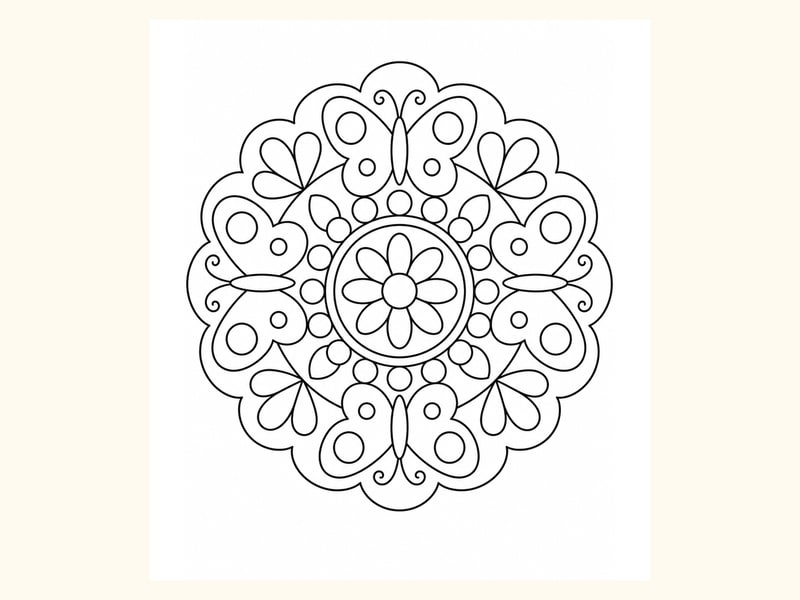 Calm Shapes Mandala Coloring Page printable preview