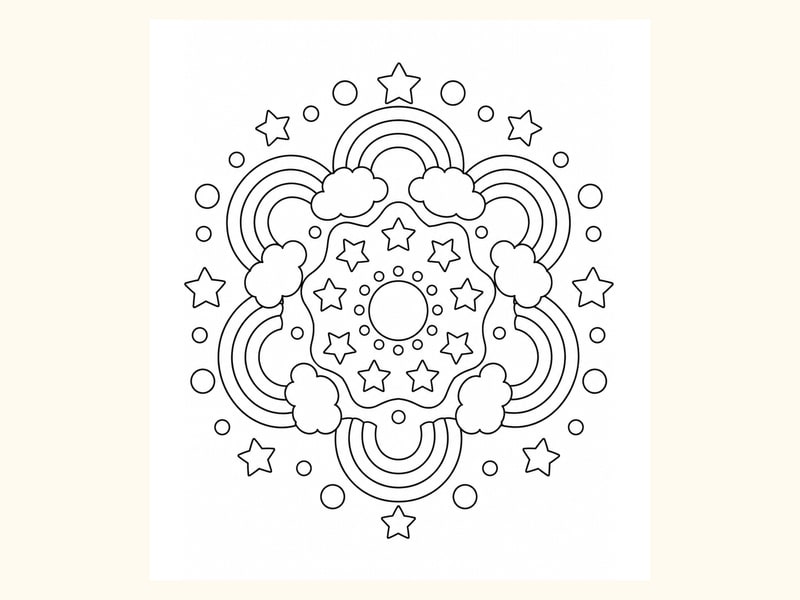 Beginner Garden Mandala Coloring Page printable preview