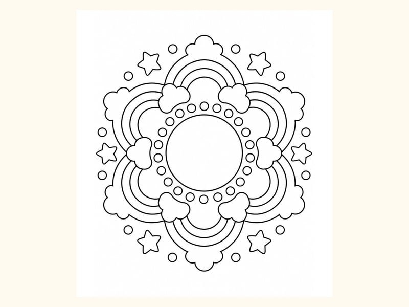 Large Space Mandala Coloring Page printable preview