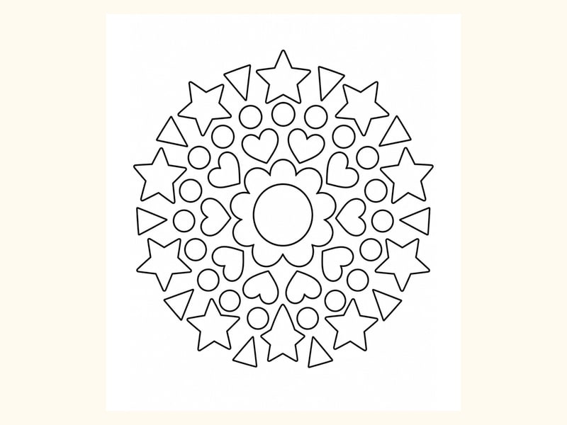 Kids Starburst Mandala Coloring Page printable preview
