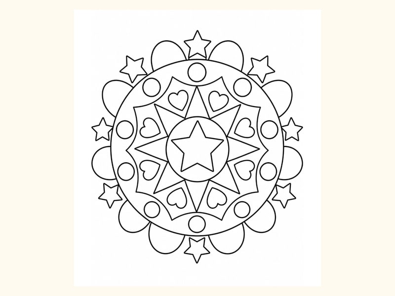 Simple Symmetry Mandala Coloring Page printable preview