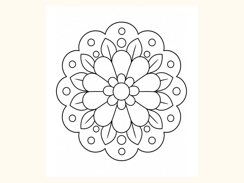 Easy Flower Mandala Coloring Page printable preview