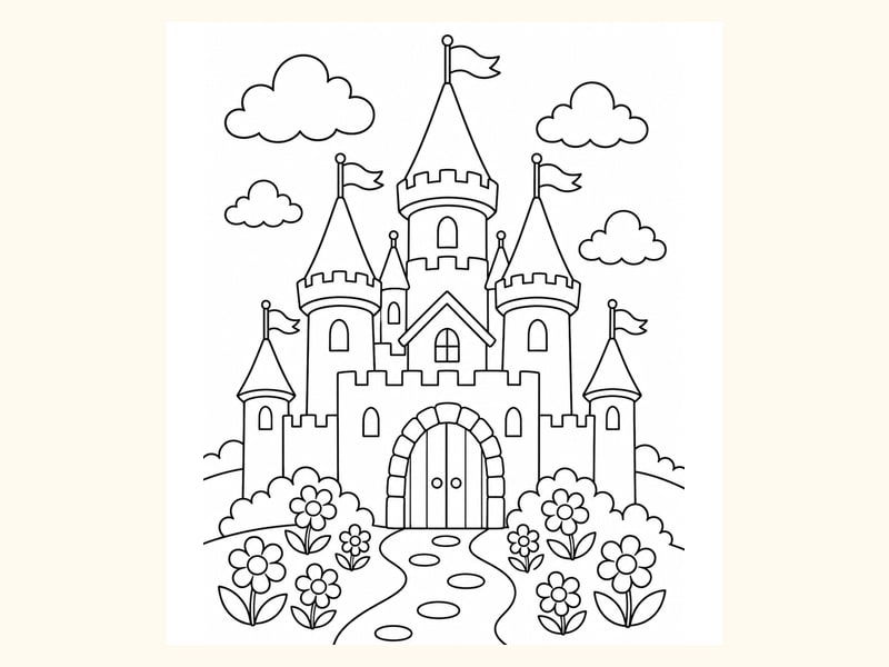 Fairy Tale Castle with Tall Towers printable preview