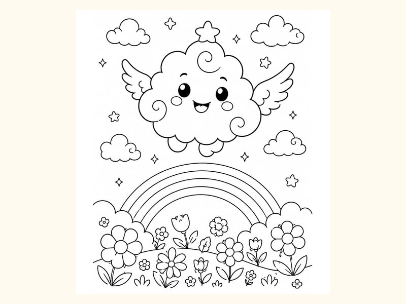 Friendly Cloud Creature printable preview