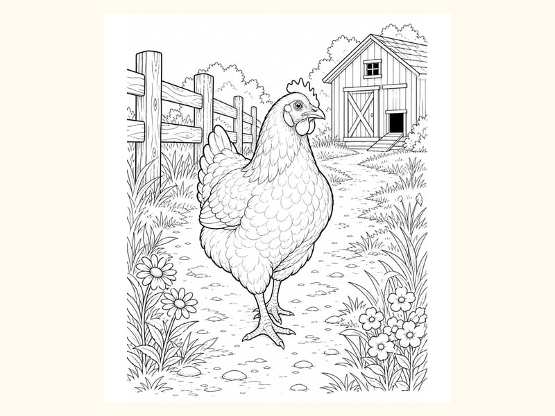 Hen Coloring Page 1 printable preview
