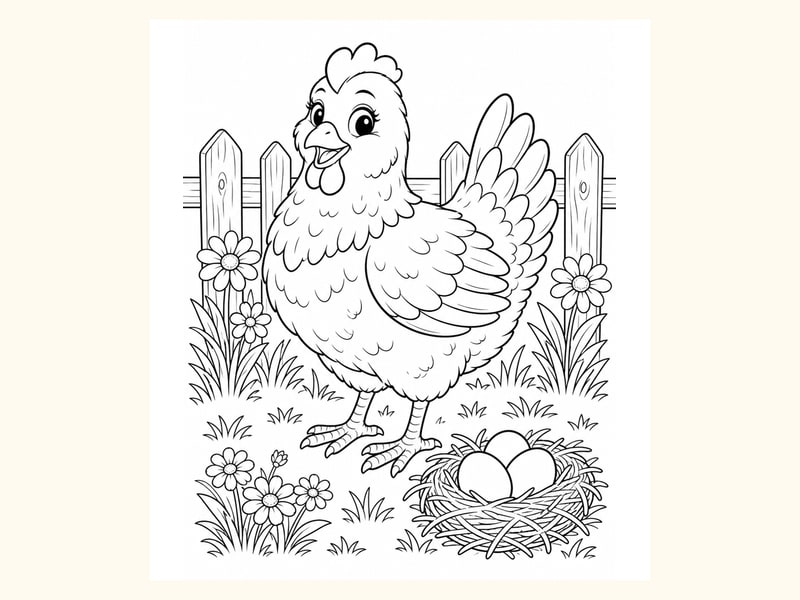 Hen Coloring Page 10 printable preview