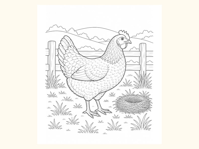 Hen Coloring Page 2 printable preview