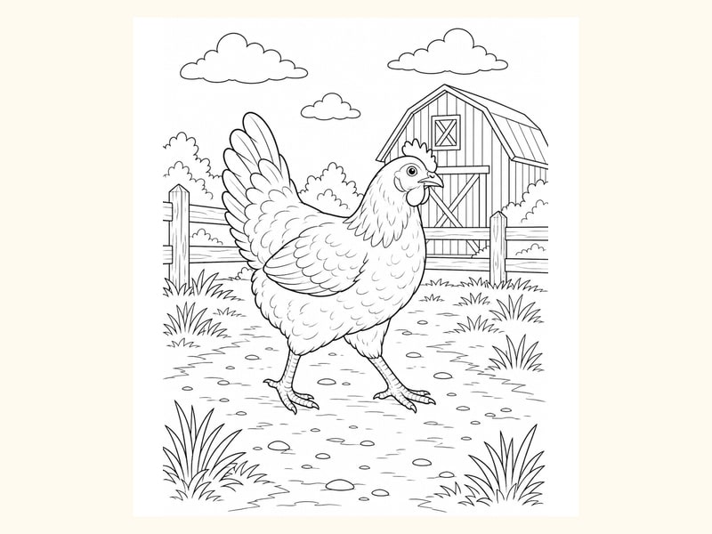 Hen Coloring Page 3 printable preview
