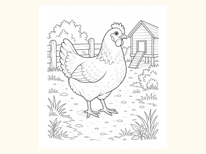 Hen Coloring Page 4 printable preview