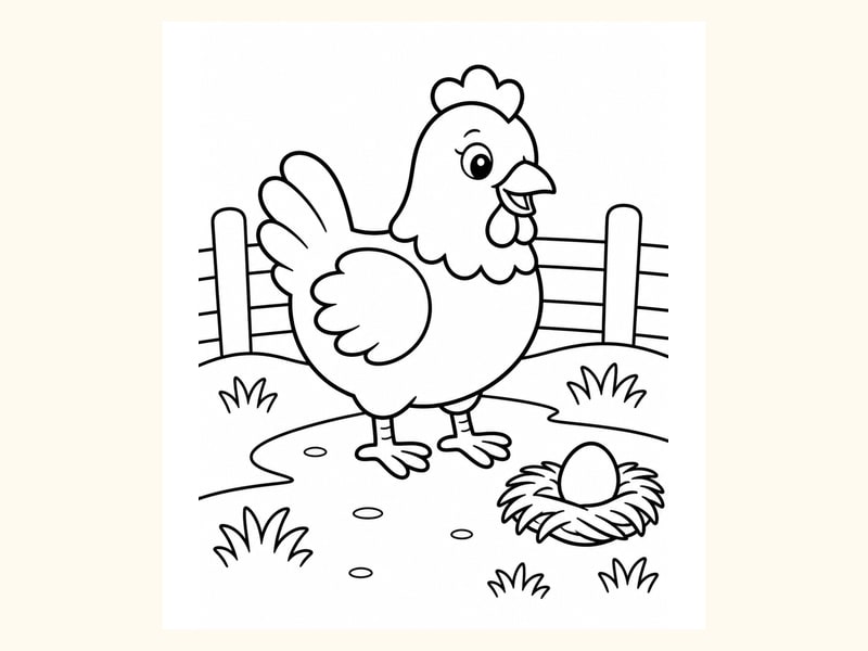 Hen Coloring Page 5 printable preview