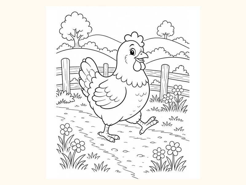 Hen Coloring Page 6 printable preview