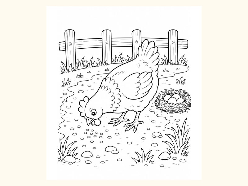 Hen Coloring Page 7 printable preview