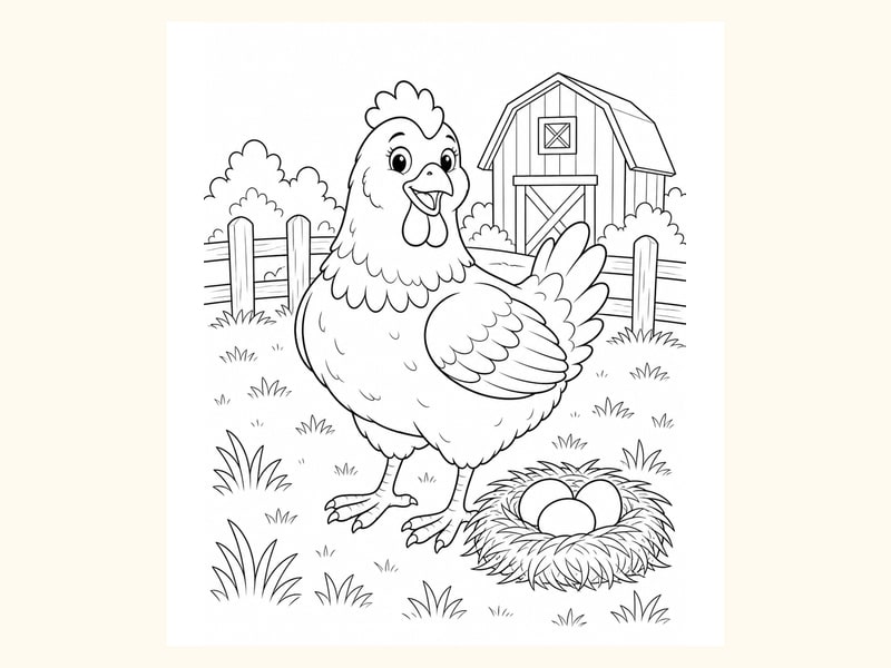 Hen Coloring Page 8 printable preview