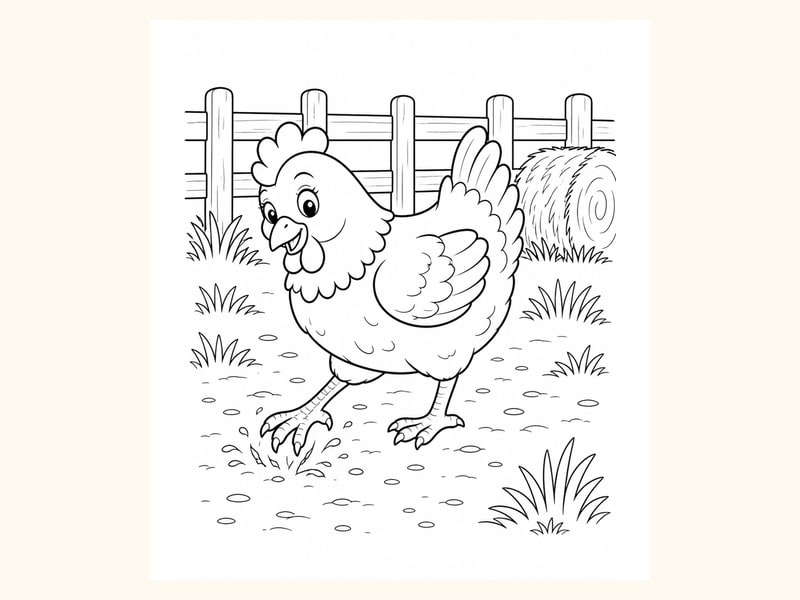 Hen Coloring Page 9 printable preview