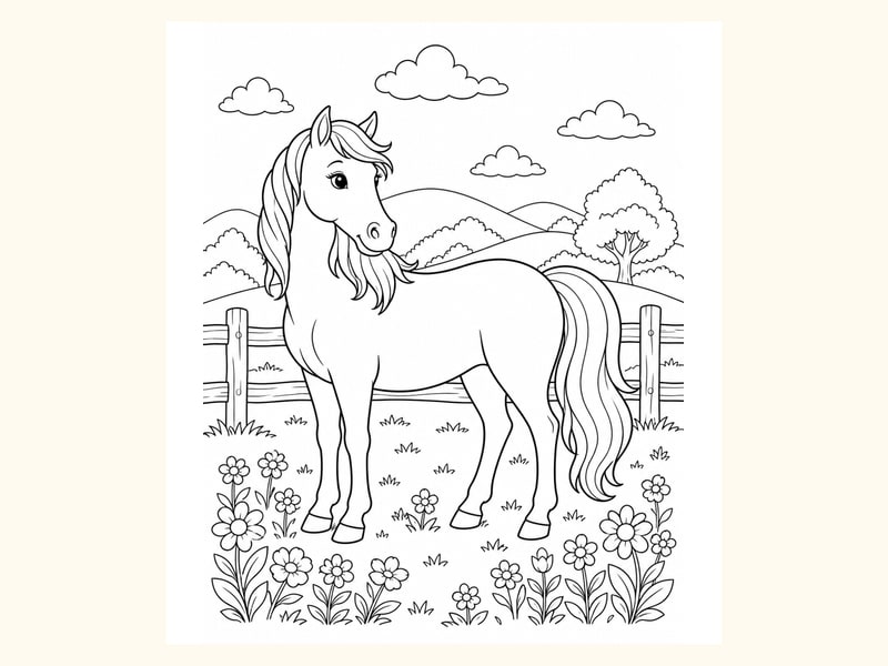 Horse Coloring Page 1 printable preview