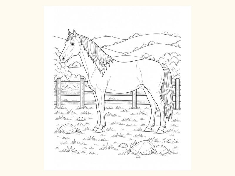 Horse Coloring Page 5 printable preview