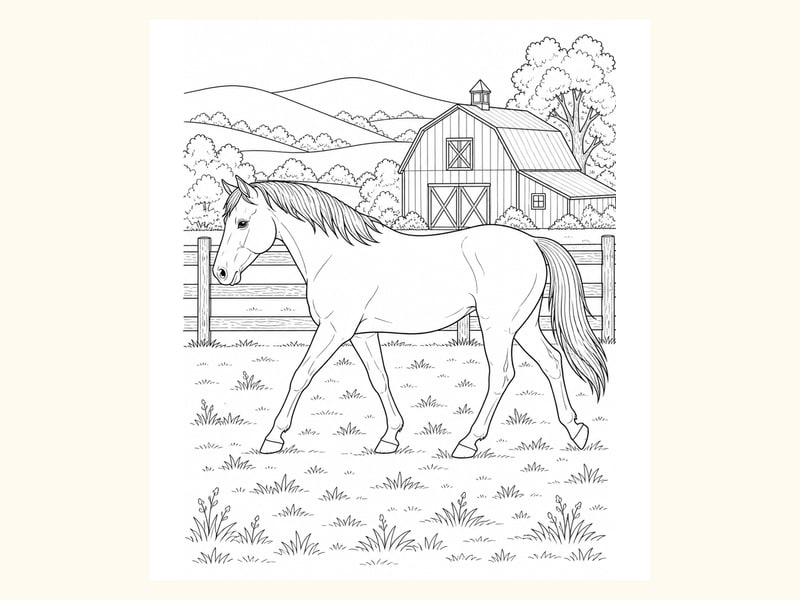 Horse Coloring Page 6 printable preview