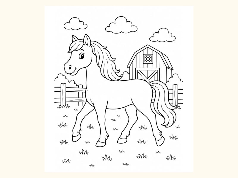 Horse Coloring Page 8 printable preview